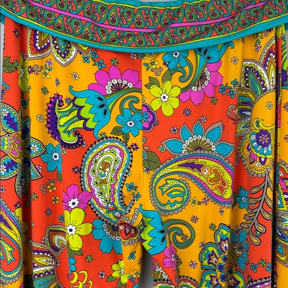 Trina Turk Bohemian Paisley Printed Wide Leg Beach Pants Nylon Stretch Medium - Picture 13 of 16
